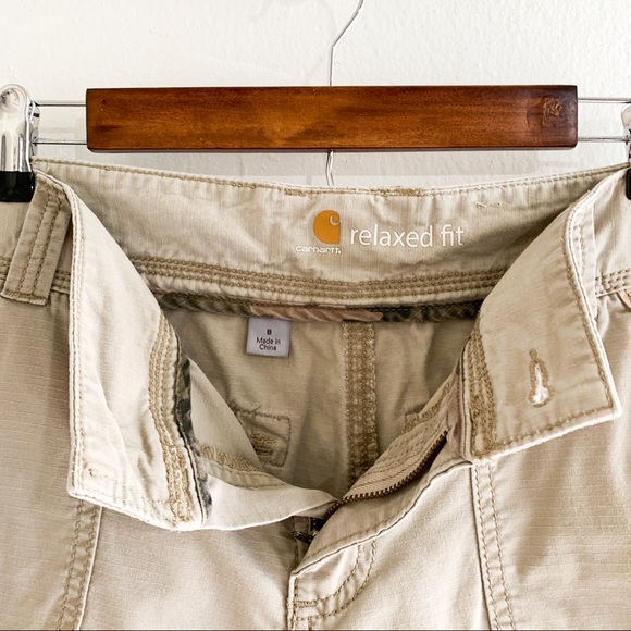 Carhartt Women’s Relaxed Fit Khaki Rolled Hiking Outdoor Shorts Sz 8 - Picture 10 of 12